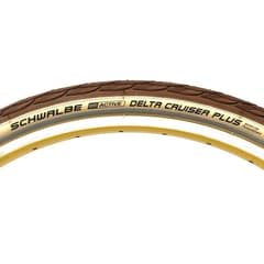 Schwalbe Delta Cruiser Plus Rigid Tyre 26x1.75 HS431 Reflex Brown Cream - ETRTO 47-559