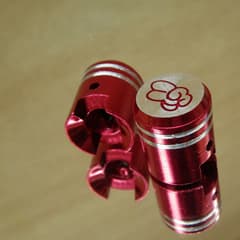Olympique Dice Valve Caps Red Pack of 2